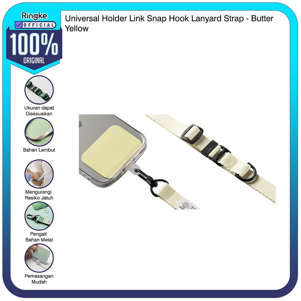 Ringke for Universal Holder Link Snap Hook Lanyard Strap Butter Yellow Kuning Tempat Pengait Strap S