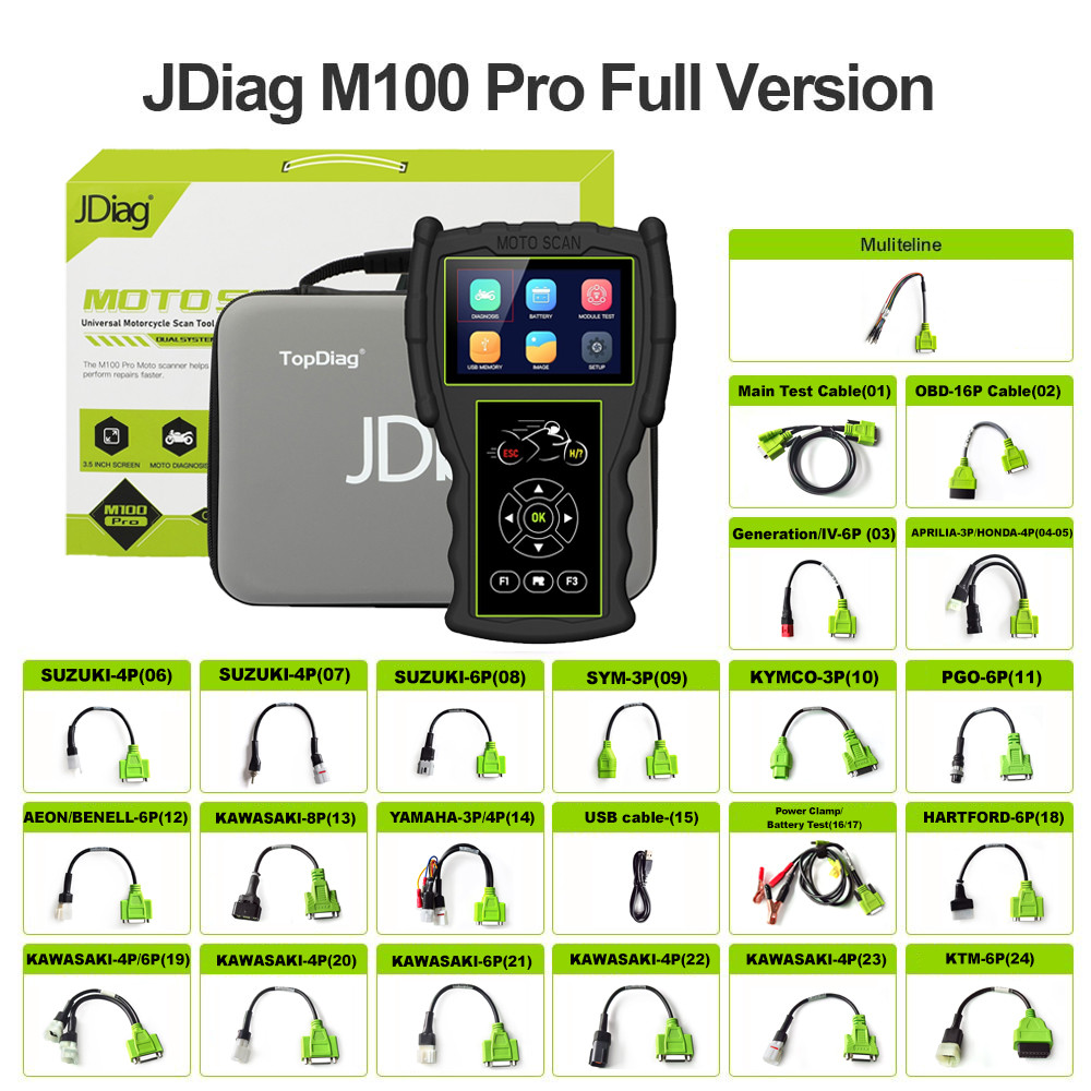 JDiag M100 Pro Motorcycle Diagnostic Scanner OBD2 Fault Diagnostic Tool Motorbike Code Reader For BM