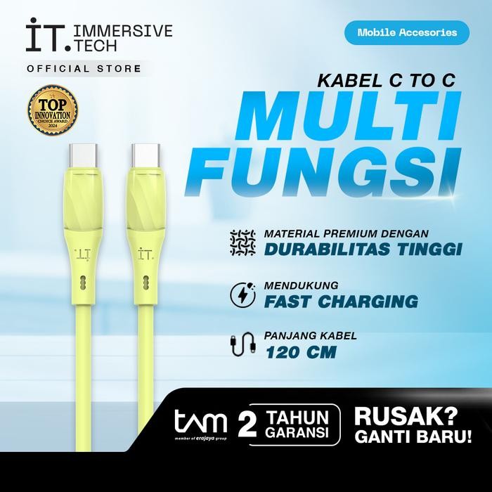 IT Trans Silica Cable C to C - Lime (TERBAIK) (TERBARU) (TERMURAH)