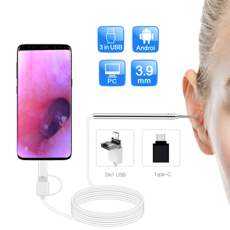 3.9mm Thin Lens HD Visual Ear Endoscope Camera for Adults and Kids