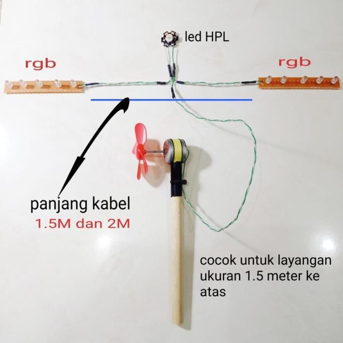 (Allthebest) lampu layangan suwangan sayap kanan kiri rgb tengah hpl ( 2 baling" besar dan kecil)