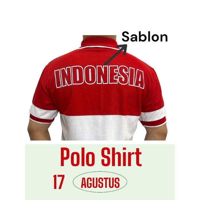 (Allthebest) Kaos Merah Putih / Baju Merah Putih Indonesia / Polo Shirt Logo Bordir Garuda