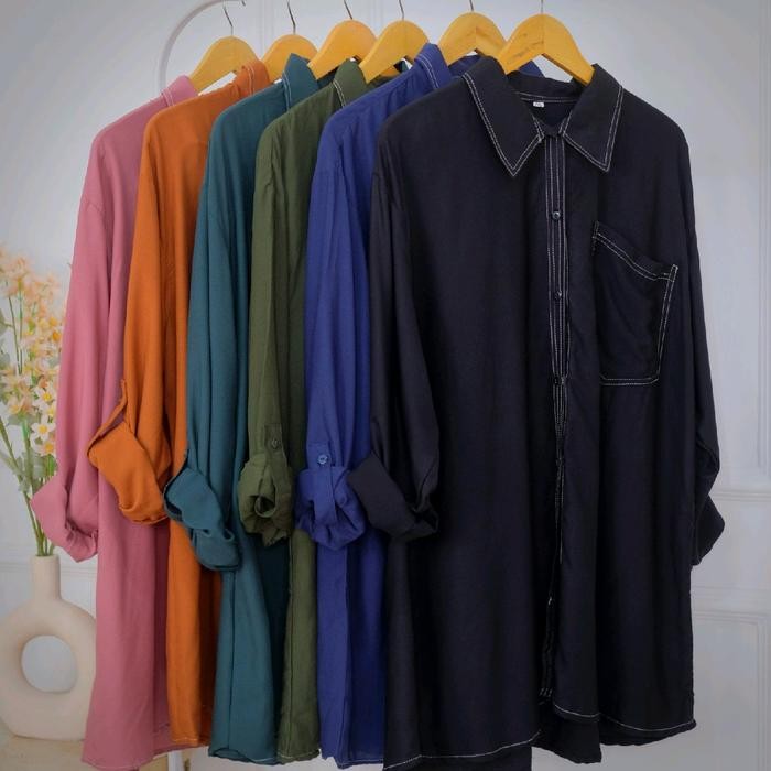 Akira Kemeja Outer LD 110-140 Jumbo Oversize Bahan Rayon Premium Adem Jatuh *