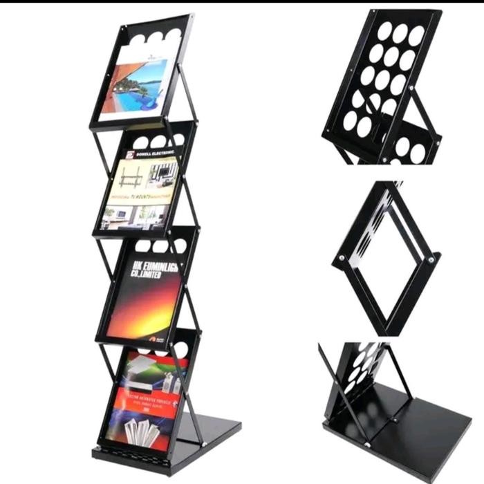 

TERMURAH Rak Brosur Besi Hitam Lipat 4 Susun 7 Susun Rak Brosur Besi READY STOCK