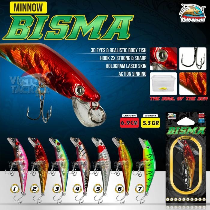 UMPAN PANCING LURE MINNOW Riptide BISMA Minnow Sinking Lure 6.9 CM 5.3 GRAM