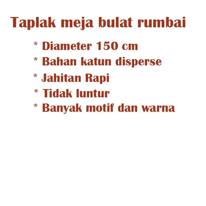 (Allthebest) Taplak Meja Bulat Kain Katun Model Rumbai Motif Bunga Batik Elegant Modern Diameter 150