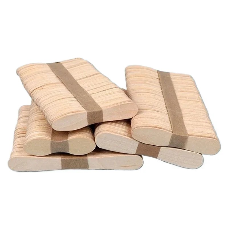 50/100Pcs Wooden Ice Cream Sticks Mini Popsicle Sticks Natural Homemade Ice Cream Dessert Cake Spoon
