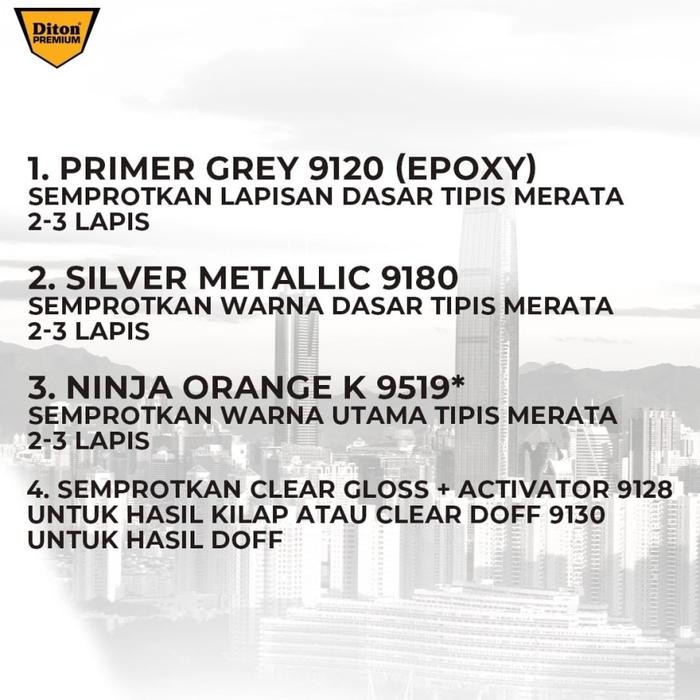 ( JAWA - BALI ) Cat Semprot DITON PREMIUM Kawasaki - Ninja Orange K 9519* Car Metallic