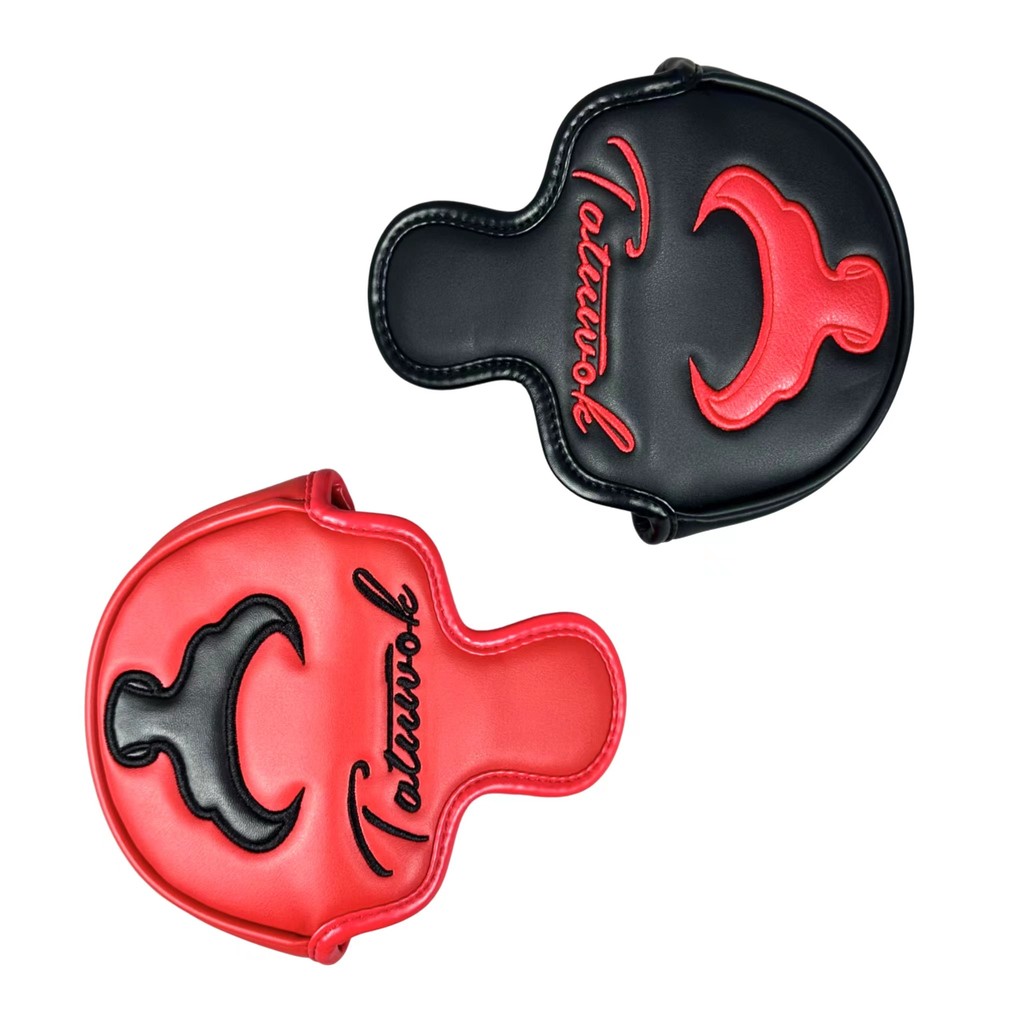 

1pc Cowhead Pattern Golf Putter Cover PU Leather Golf Mid Mallet Putter Club Head Cover with