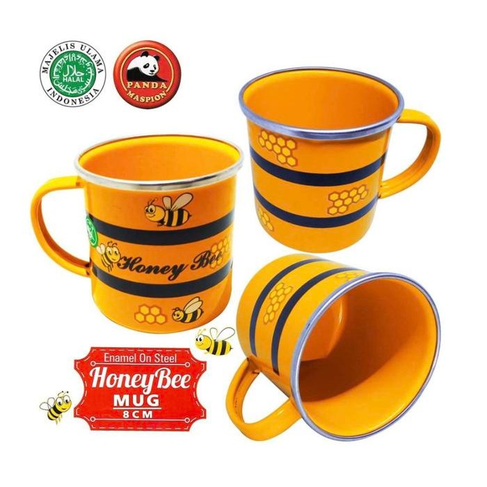 MASPION HONEY BEE MUG 8 CM ENAMEL - CANGKIR MINUM ENAMEL