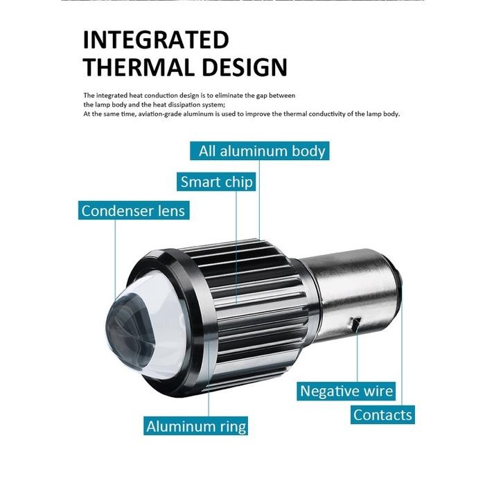 Lampu LED Laser D2 BA20D Vespa Thunder 12 Volt 2 Warna 12V