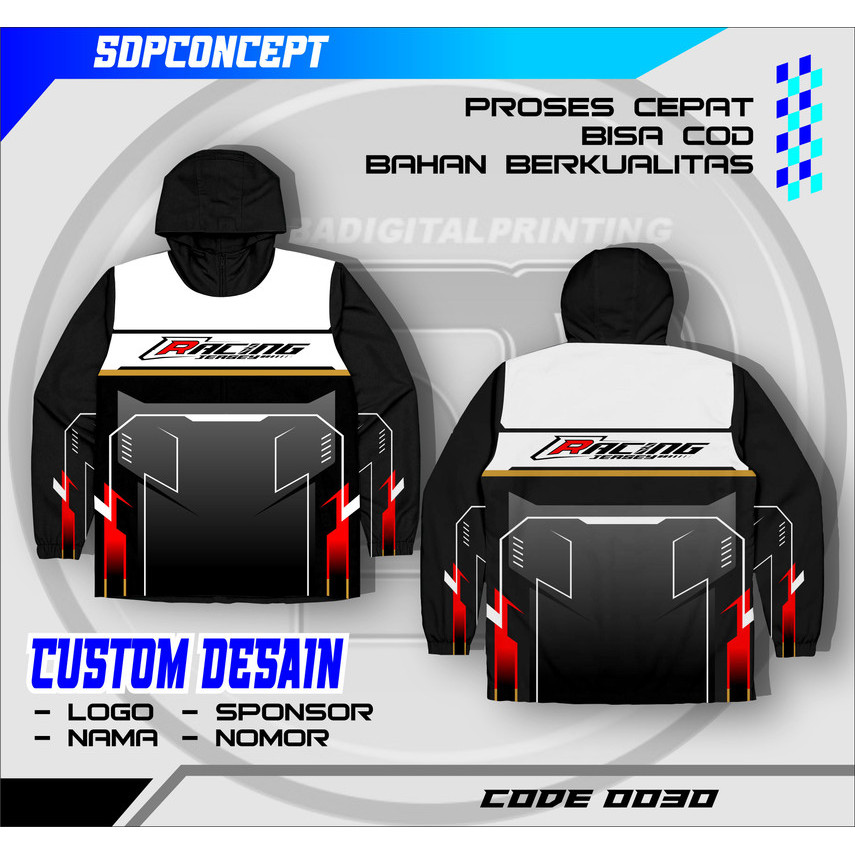 Jersey jaket  Custom Desain Sendiri - Jersey Racing, Sepak Bola, Mancing, Gowes, Komunitas - Bahan D