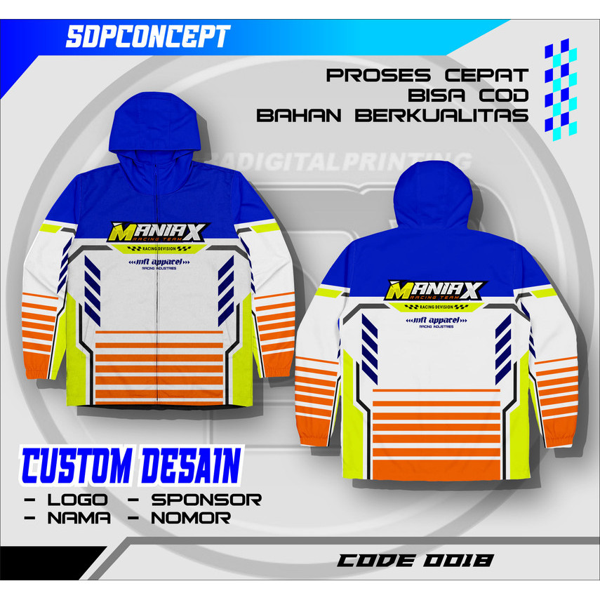 Jersey jaket  Custom Desain Sendiri - Jersey Racing, Sepak Bola, Mancing, Gowes, Komunitas - Bahan D