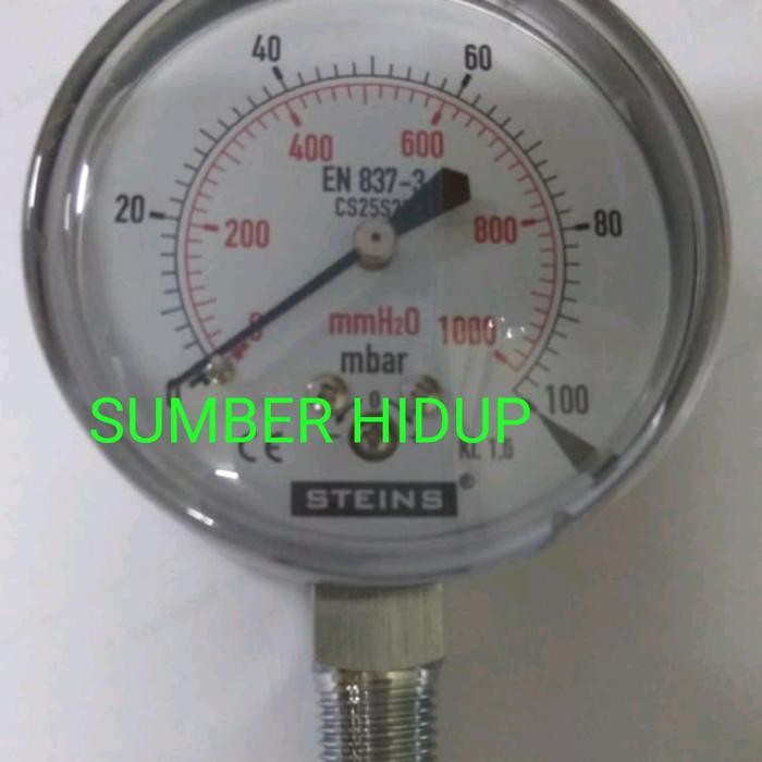 Pressure Gauges Gauge Steins En 837-3 Cb25Ss2L 100 Mbar Milli Bar Asli