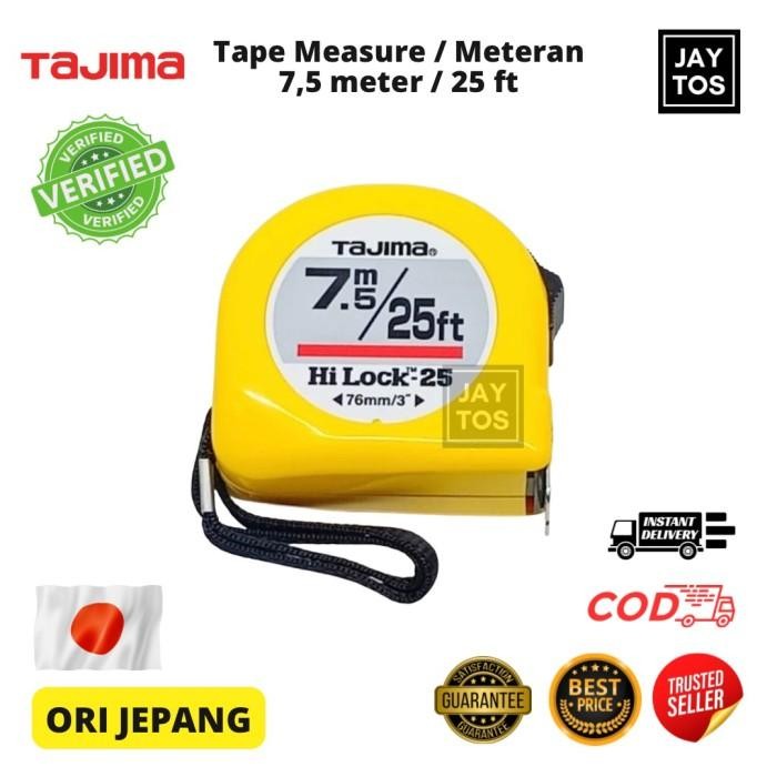 Tajima Asli Hilock Tape Measure Meteran 7,5 Meter 25 Ft Original Best