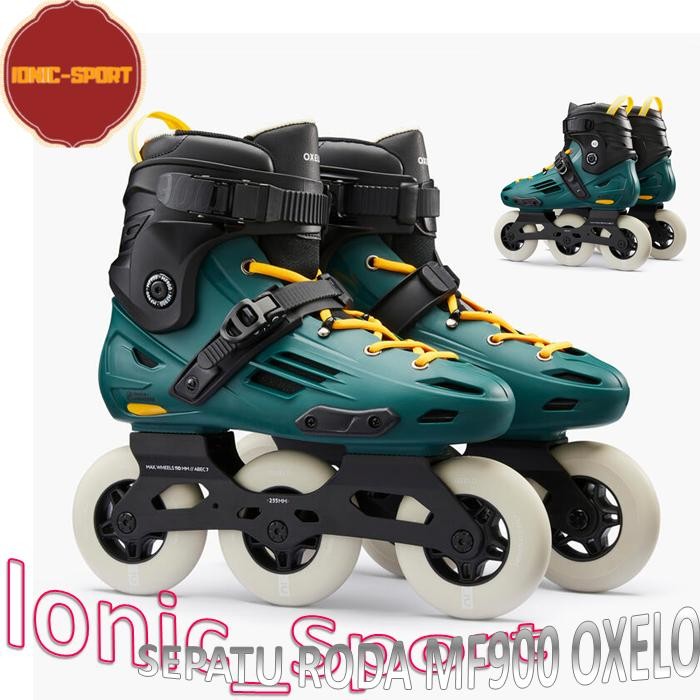 DISKON Oxelo Sepatu Roda MF900 Dewasa Freeskate Hardboot Urban Green READY STOCK