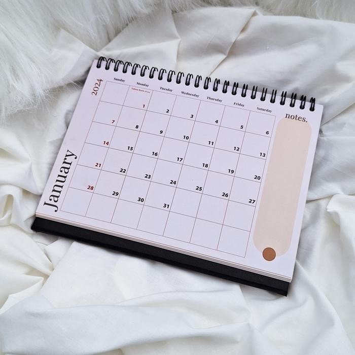 

TERMURAH Kalender Meja Soft Cream Hzontal Aesthetic Premium Quality Spiral READY STOCK