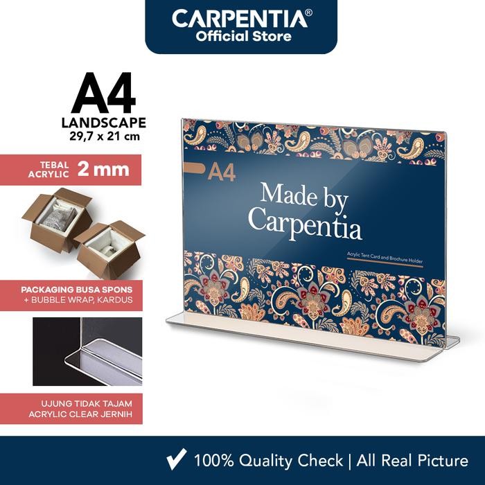 

ASLI Caentia Acrylic Stng Tipe T - A4 Hzontal Landscape 29,7x21 cm - [Tent Card Display er Akrilik