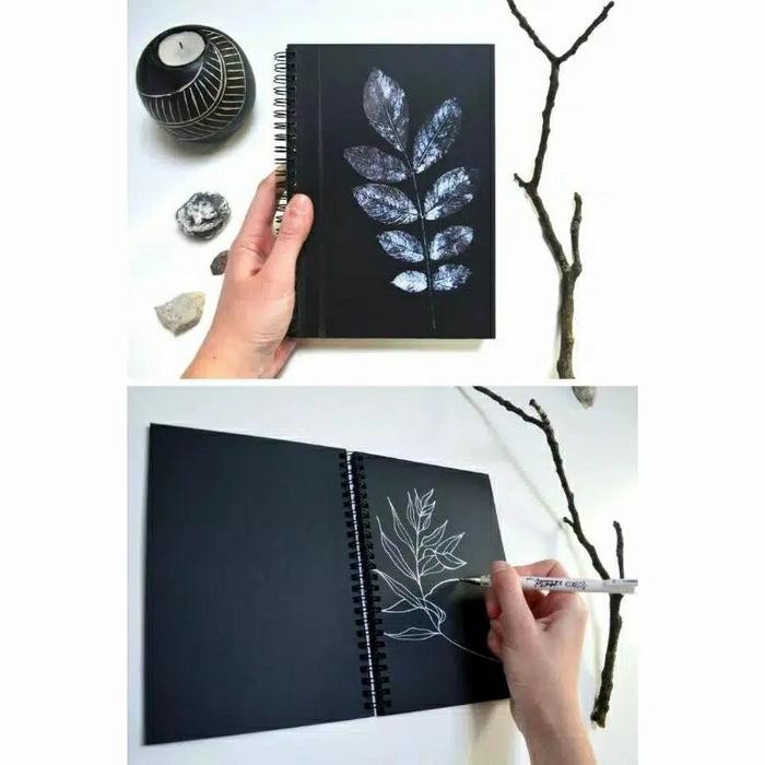 

SKETCHBOOK BUKU SKETSA BLACK PAPER 3 UKURAN NOTEBOOK HITAM Stationery