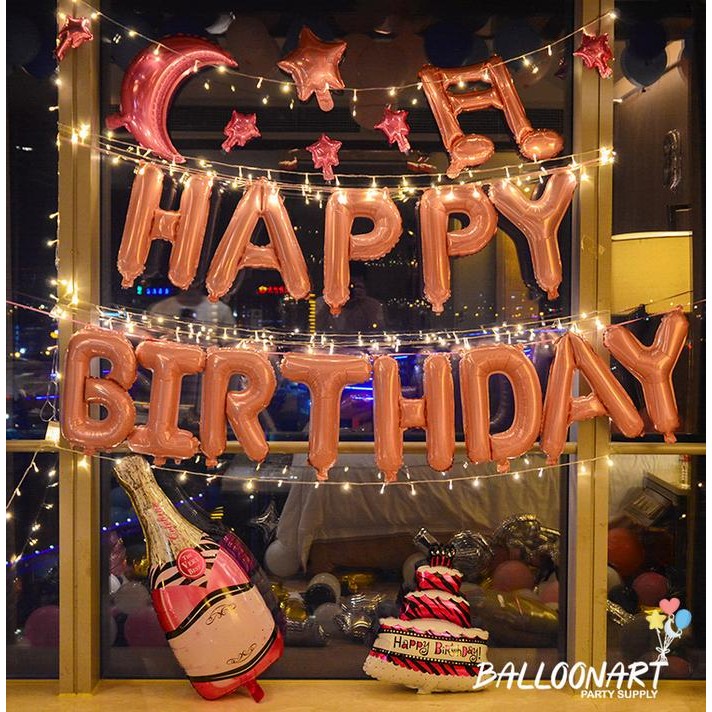 

Terlaris CHAMPAGNE PINK & CAKE HBD DEKORASI SET LED/BALON FOIL KUE/BALON BOTOL SALE