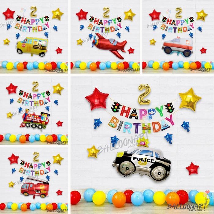 

Terlaris TRANSPORTATION SIMPLE DEKORASI SET/DEKORASI ULANG TAHUN ANAK LAKI/BALON FOIL MOBIL/BALLOON