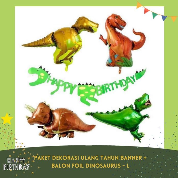 

Terlaris PAKET DEKORASI ULANG TAHUN BANNER + BALON FOIL DINOSAURUS SALE