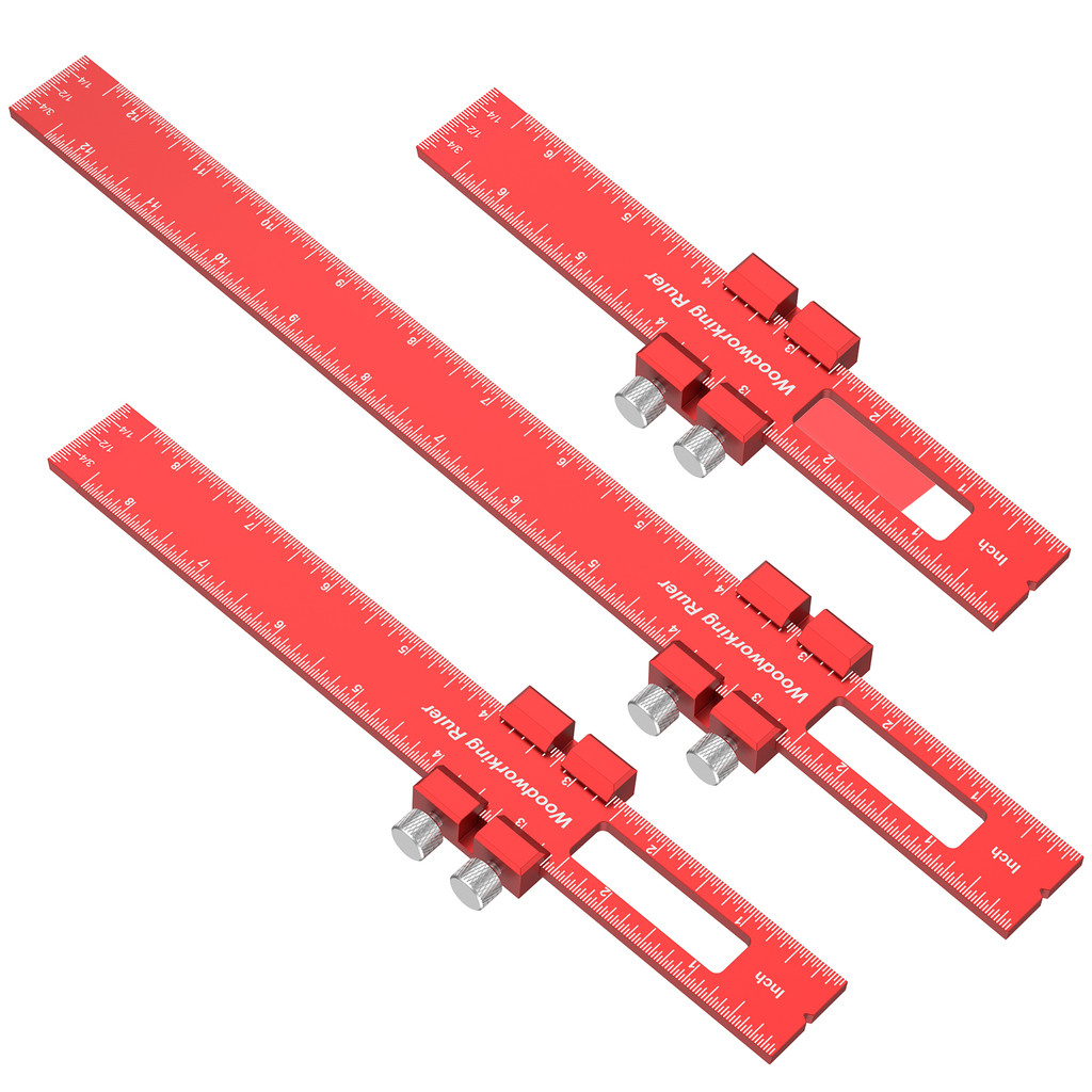 3Pcs Woodworking Ruler Precision 6 8 12 Inch Wood Marking Ruler T Track Woodworking Scribing Ruler W