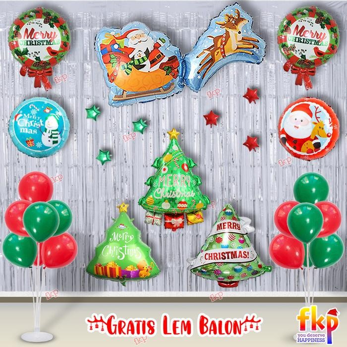 

Terlaris Paket Balon Natal plus Stand Balon 7 in 1 Simpel Merry Christmas Natal SALE