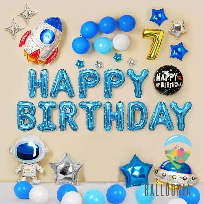 

Terlaris SET Foil Happy Birthday Ufo Astronot /Paket Dekorasi Balon Ulang Tahun SALE