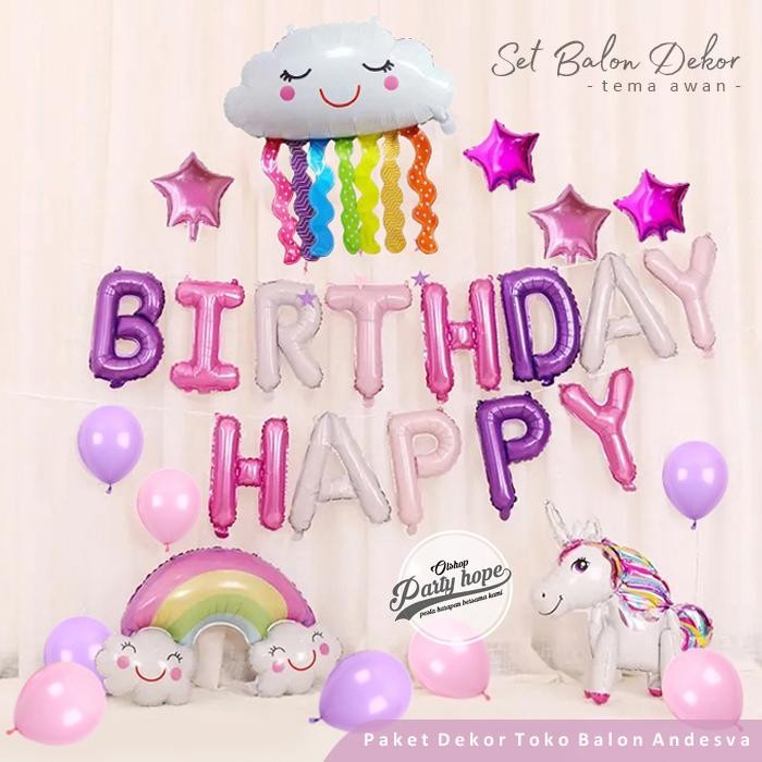 

Terlaris paket dekorasi ulang tahun awan kriwil / set balon dekorasi kuda pink SALE