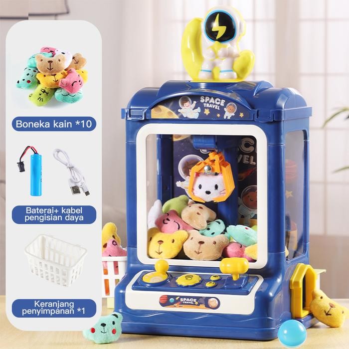 Rrady  Mainan Anak Claw Machine Mesin Capit Boneka dengan Lampu dan Musik Bear Asli Toys Plastik
