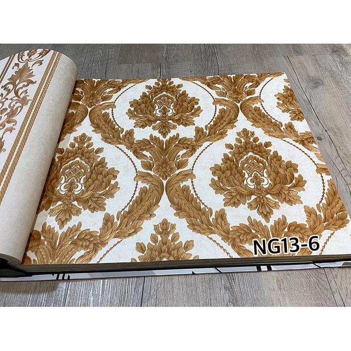 Wallpaper Dinding Klasik Putih Gold Mewah