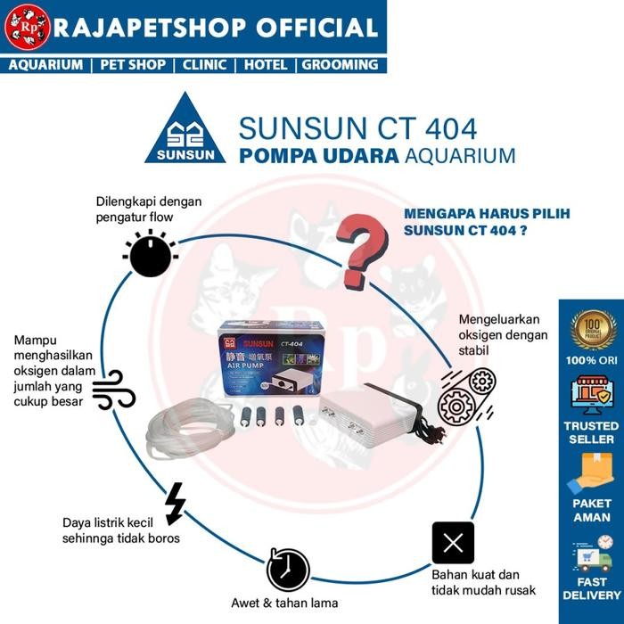 AERATOR 4 LUBANG SUNSUN CT 404 100% POMPA UDARA ORIGINAL SUNSUN