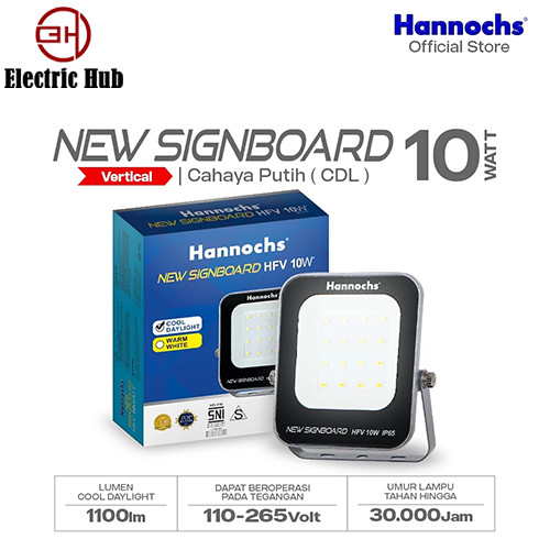 E-Hub HANNOCH HALOGEN NEW SIGNBOARD 10 WATT CW Flood Light Lampu Sorot Model Vertikal Cahaya Putih
