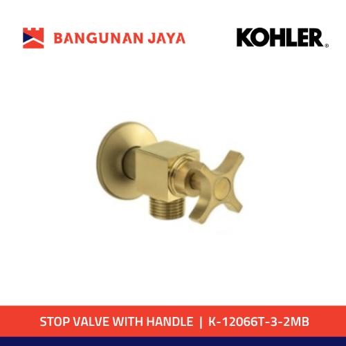 TERLARIS!!! KOHLER STOP VALVE WITH CROSS HANDLE STOP KRAN 1/2" VIBRANT BRUSHED MODERN BRASS