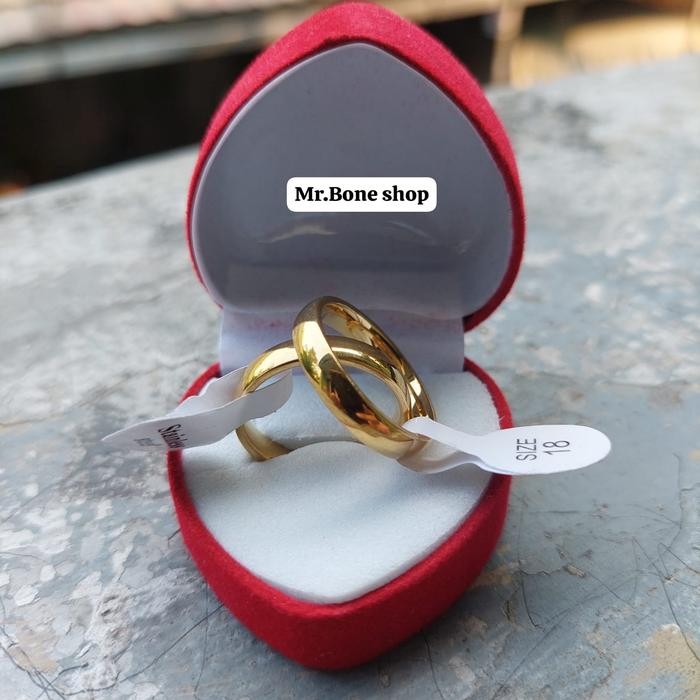 New // Cincin Couple Titanium Cincin Tunangan Motif Emas Polos Anti Karat Rings // 100% Original