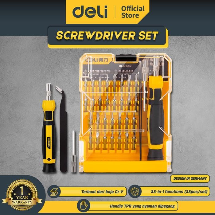 Ingco Power - Set Obeng Presisi /Screwdriver Set 33 Pcs Chrome Perkakas Dl1033D