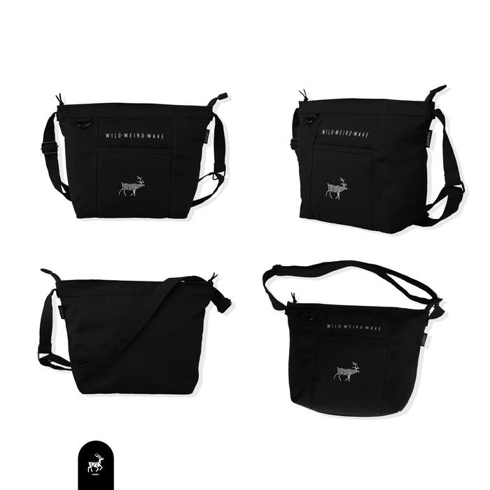 

TI156 Svggest Deerwaves Sling Bag Black Canvas Slingbag PROMO SPECIAL