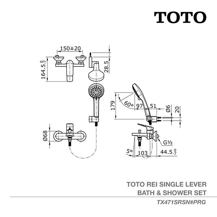 TOTO ROSE GOLD HAND SHOWER SET / SHOWER MANDI TX471SRSN