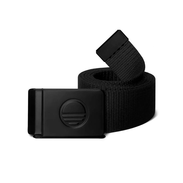 Open Ending Webbing Belt Murah Metal Buckle Deboss Logo [Black] *
