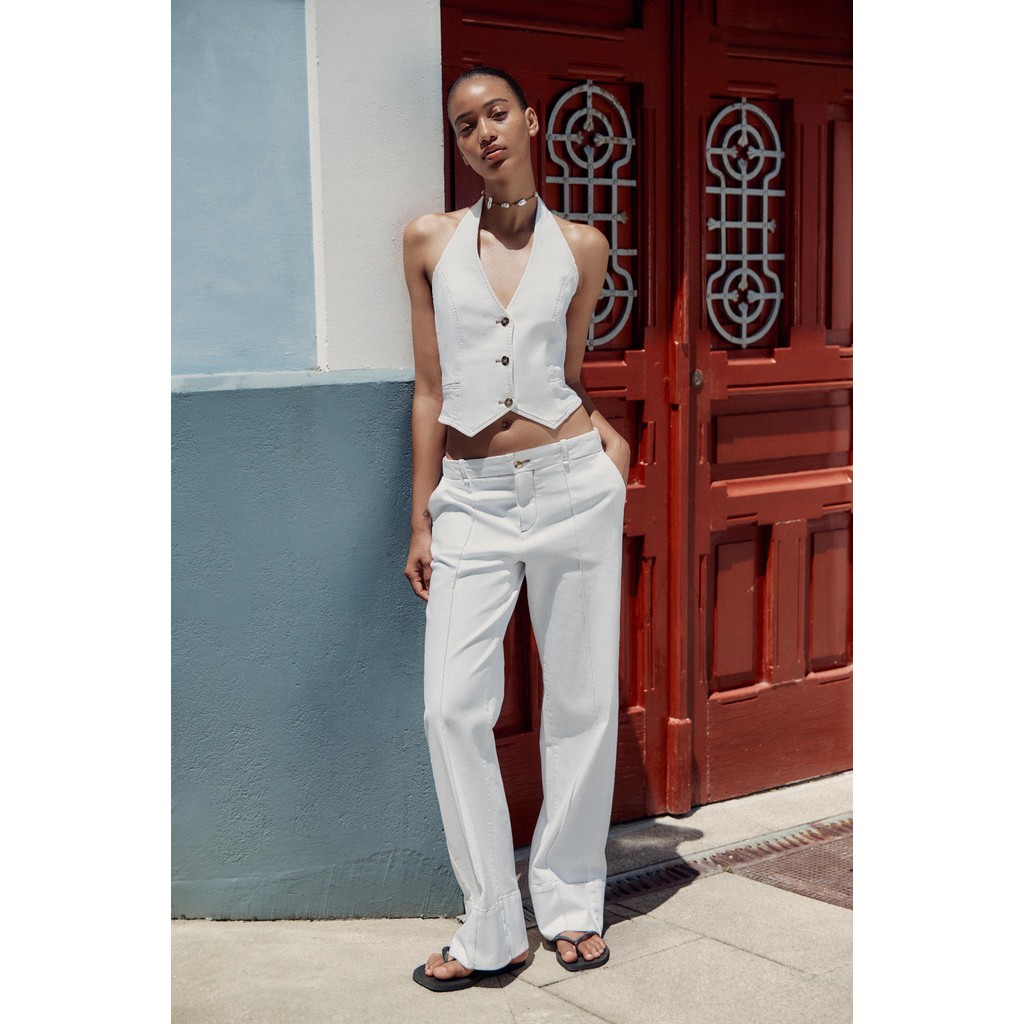 ZARA TOP Z1975 PENDEK DENIM HALTER