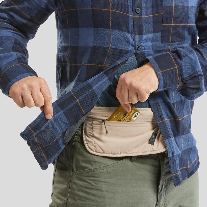 DECATHLON FORCLAZ Tas Pinggang Travel Mendaki RFID - Krem - 8754647