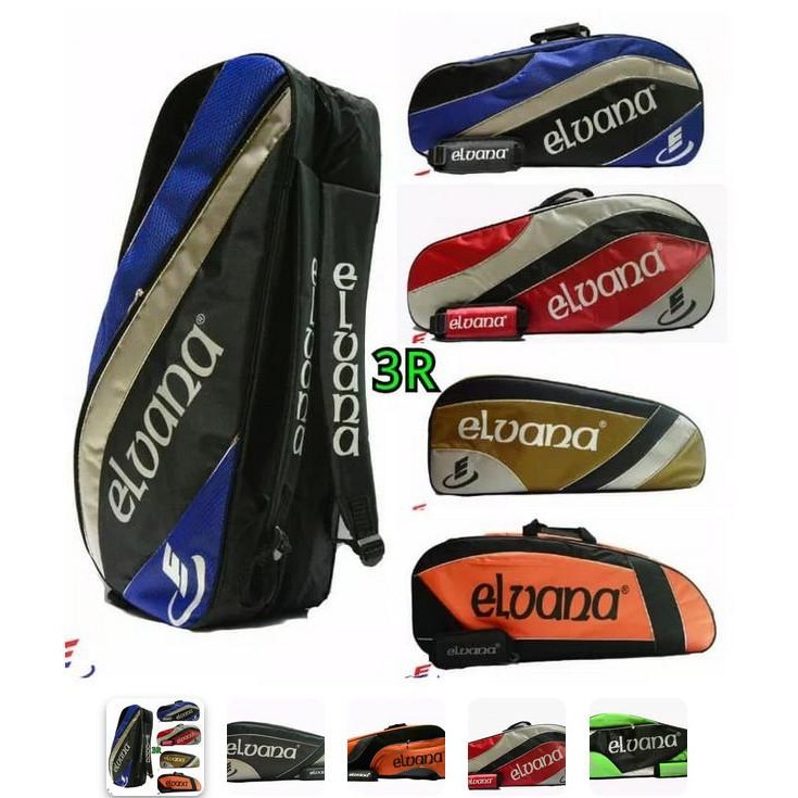 Tas Elvana 3R - Tas Badminton - Tas Raket Elvana 3 Resleting New Best Quality 100% Original