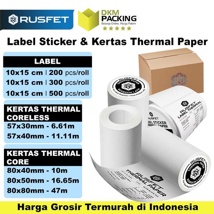 

Label Stiker & Kertas Thermal Printer Struk Kasir POS RUSFET DUS