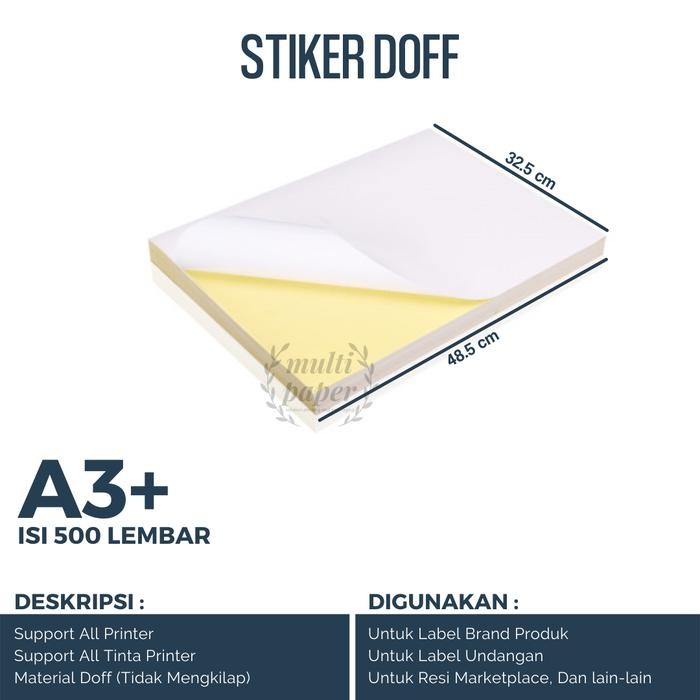 

Kertas Sticker HVS A3 Plus isi 500 lembar / Kertas StIker HVS Doff A3+
