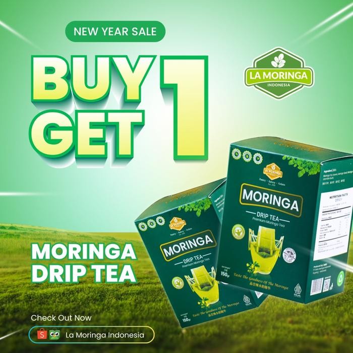 

La Moringa Buy1get1 (Tea Teh Kelor Organik Isi 10 Sachet 50 gr ) Moringa Drip Tea