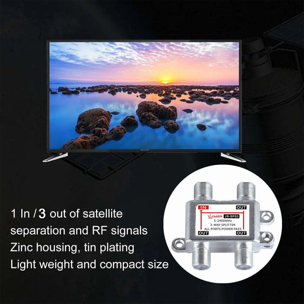 3 Way TV Antenna Satellite Splitter Signal TV Splitter Coaxial Cable Antenna Cable F-Type Socket
