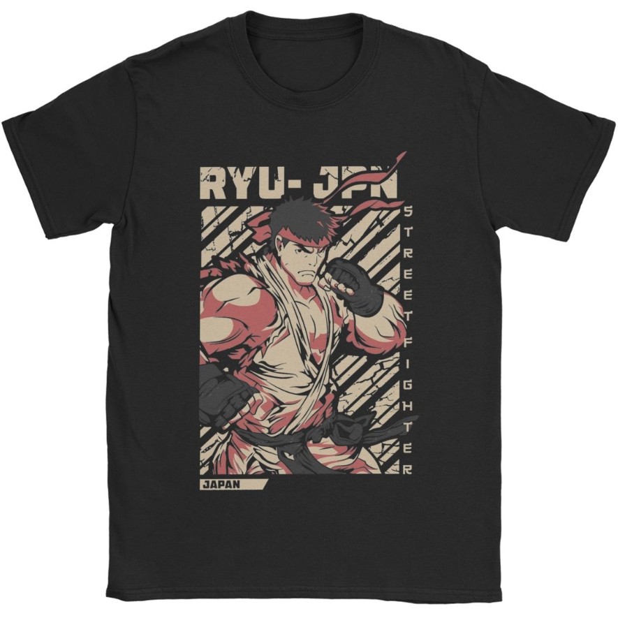 Kaos Street Fighter Ryu Katun CrewNeck Unisex Pria Wanita