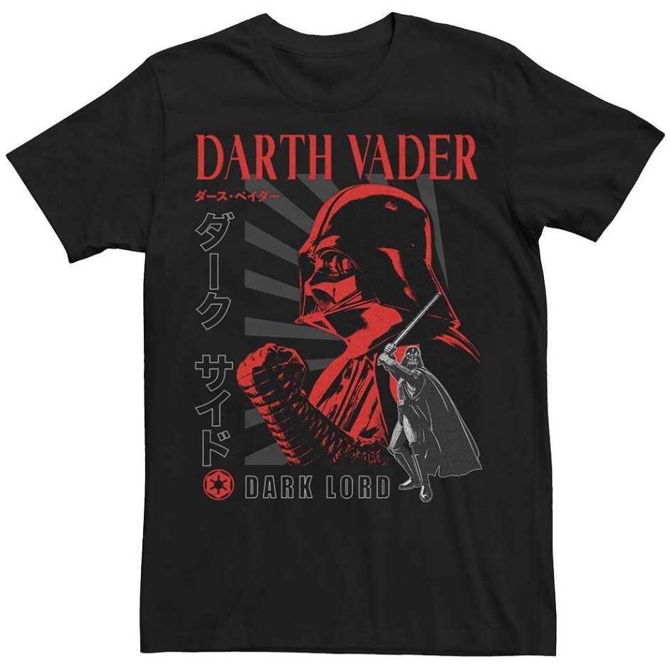 Kaos Poster Star Wars Darth Vader Kanji Dark Lord Katun CrewNeck Unisex Pria Wanita