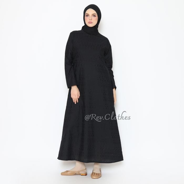 ORIGINAL Baju Umroh Wanita Muslim Kantong Doraemon Gamis Umroh Wanita Bordir Hitam Dress Panjang